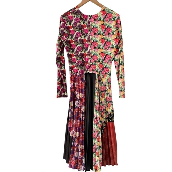Delfi Rita Mixed Print Pleated Twist Midi Dress - Picture 3 of 9